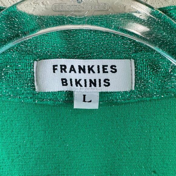Frankies Bikinis Coco Sparkle Terry Button Up Shirt Mistletoe Green Large Beach - Picture 8 of 10